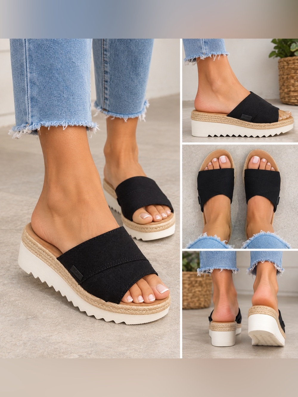 TOMS Wear Good Carmen Wedge Slide Sandals Womens US 6 Multi Open Toe BNIB